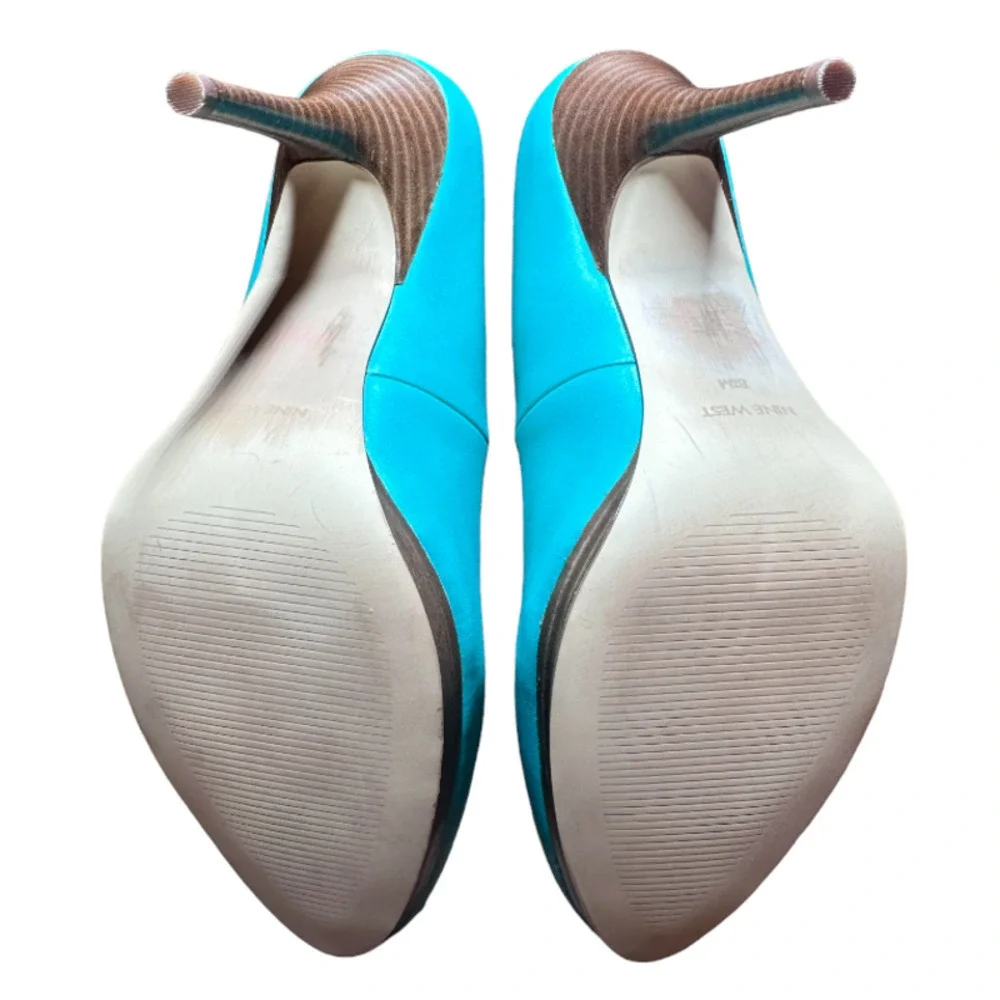 Nine West Kristal Teal and Brown Platform Bright Stiletto Pumps Size 8.5M - Picture 3 of 6